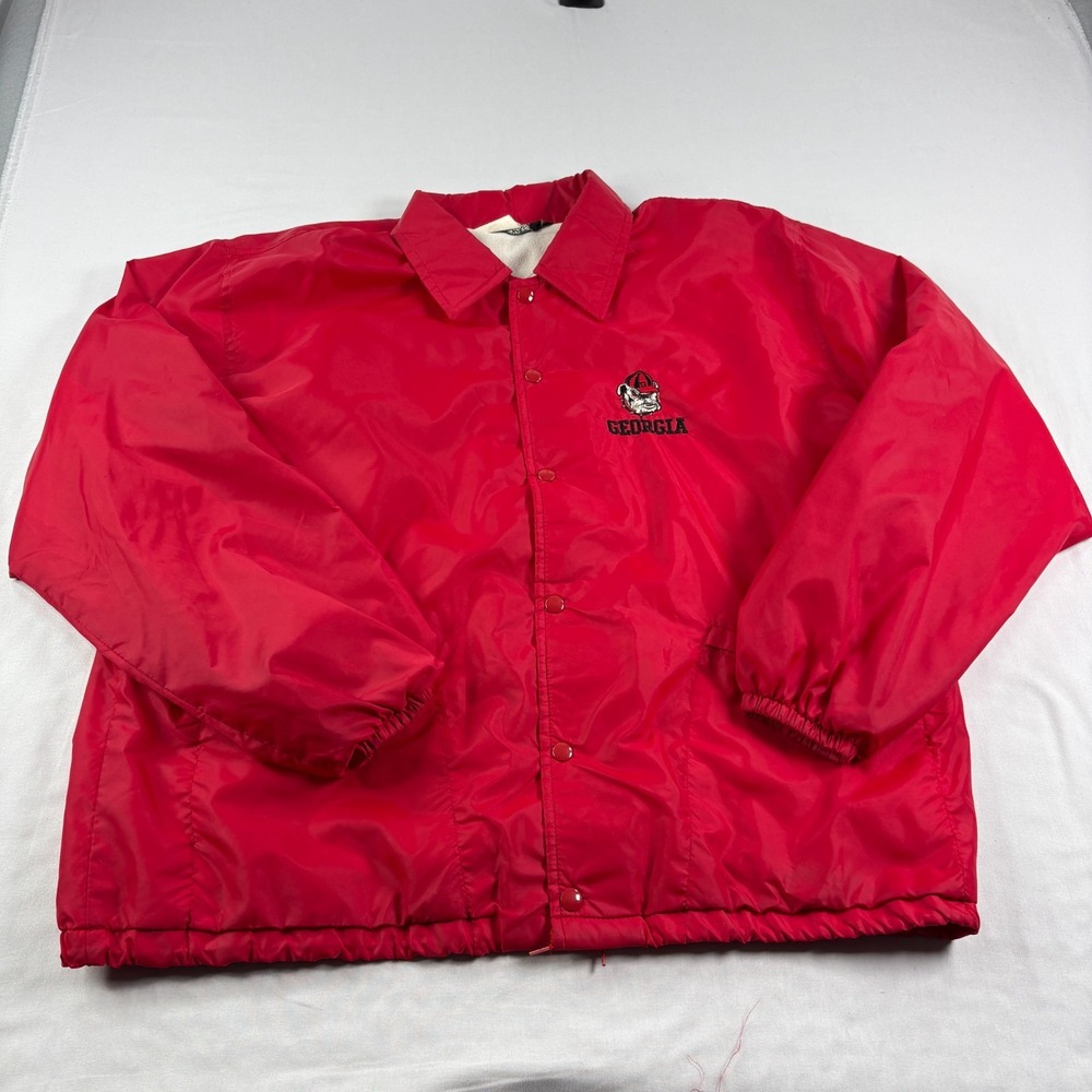 Vintage Georgia Bulldogs Jacket Mens XL Red Bomber Windbreaker NCAA‎